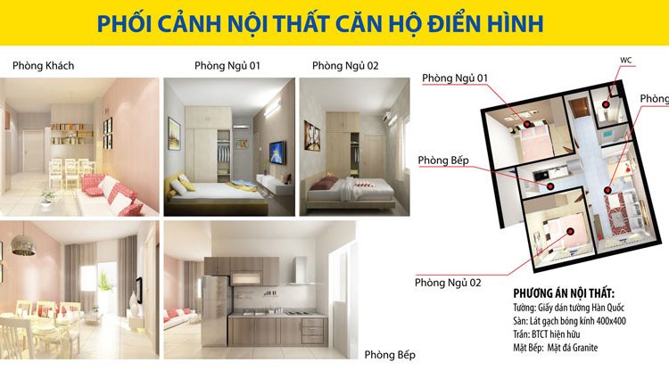 Phối cảnh nội thất căn hộ điển hình HQC Nha Trang